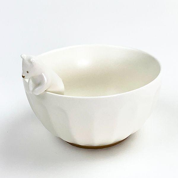 フィギュア付き茶碗-WHITE-ZOO-シロクマ-食器-茶碗-ボウル-白