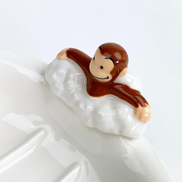 ＣｕｒｉｏｕｓＧｅｏｒｇｅ-おさるのジョージ-ソープディッシュ-石鹸置き-陶器-ジョージ-ホワイト-グッズ 商品画像4：キャラグッズPERFECT WORLD TOKYO