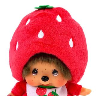 モンチッチ-お座り-ぬいぐるみ-イチゴ-S-顔でか-ピンクの通販なら