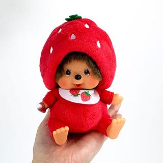 モンチッチ-お座り-ぬいぐるみ-イチゴ-S-顔でか-ピンクの通販なら