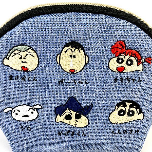 クレヨンしんちゃん-マサオくん-ボーちゃん-しんのすけ-ネネちゃん-風間くん-ちび刺繍-ミニラウンドポーチ-小物入れ--GREY--(MCOR) 商品画像2：キャラグッズPERFECT WORLD TOKYO