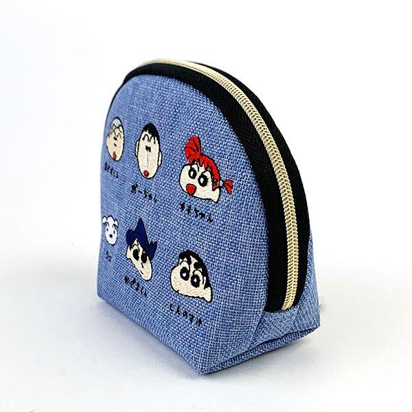 クレヨンしんちゃん-マサオくん-ボーちゃん-しんのすけ-ネネちゃん-風間くん-ちび刺繍-ミニラウンドポーチ-小物入れ--GREY--(MCOR) 商品画像4：キャラグッズPERFECT WORLD TOKYO