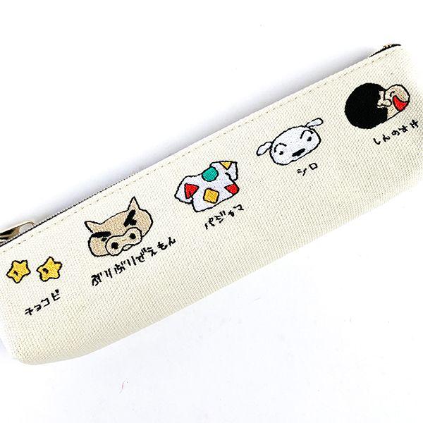 クレヨンしんちゃん-しんのすけ-ちび刺繍-スリムペンケース-しんのすけ-ふでばこ-収納ケース-筆入れ-ペンポーチ--WHITE---(MCOR) 商品画像2：キャラグッズPERFECT WORLD TOKYO