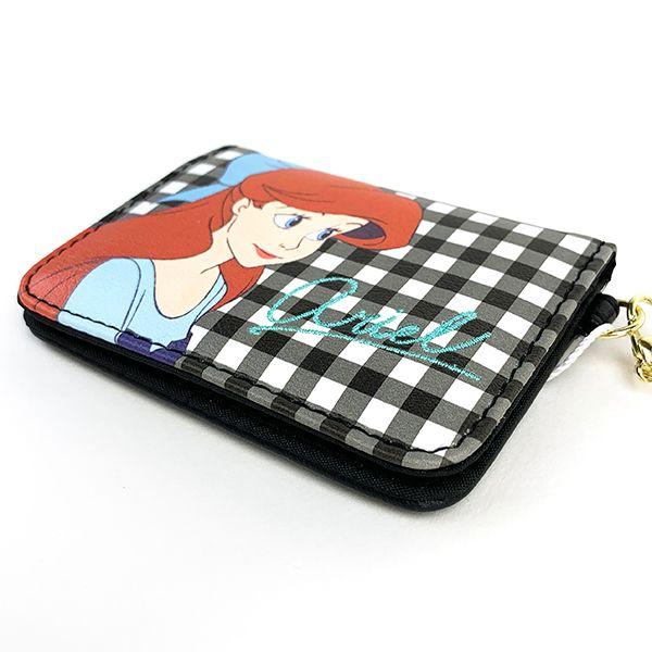 リトルマーメイド-アリエル-オープンパスケース-BKチェック/アリエル-パスケース-定期入れ-リール付きパスケース-黒-グッズ--(MCOR) 商品画像2：キャラグッズPERFECT WORLD TOKYO
