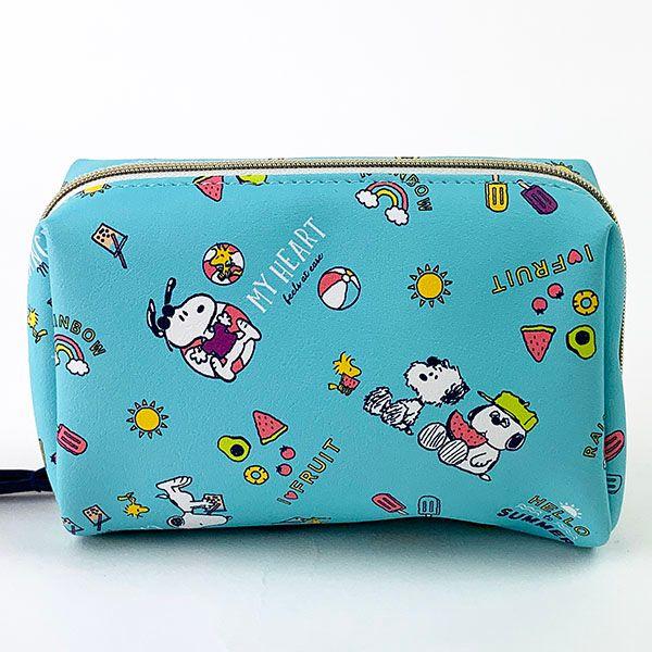 スヌーピー-スクエアポーチ-ハローサマースヌーピー-ポーチ-小物入れ-水色-グッズ--(MCOR)(MCD) 商品画像1：キャラグッズPERFECT WORLD TOKYO