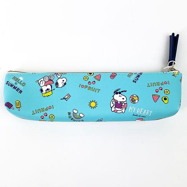 スヌーピー-スリムペンポーチ-ハローサマースヌーピー--筆箱-ペン入れ-ポーチ-水色-グッズ--(MCOR) 商品画像2：キャラグッズPERFECT WORLD TOKYO