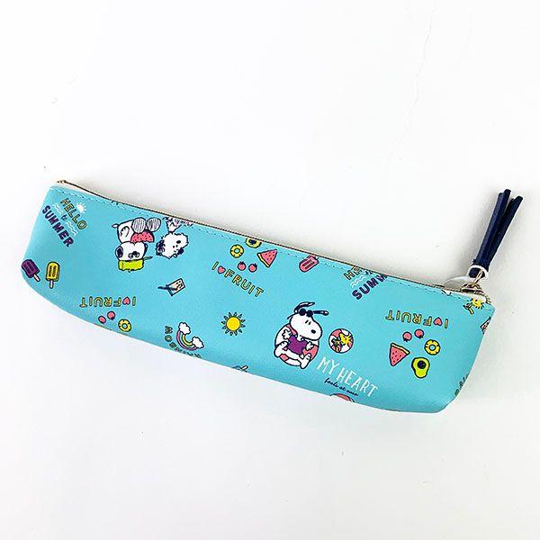 スヌーピー-スリムペンポーチ-ハローサマースヌーピー--筆箱-ペン入れ-ポーチ-水色-グッズ--(MCOR) 商品画像1：キャラグッズPERFECT WORLD TOKYO