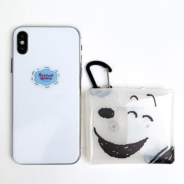 スヌーピー-クリア-マルチケース-SS-ラフフェイス-ポーチ-小物入れ-白 商品画像3：キャラグッズPERFECT WORLD TOKYO