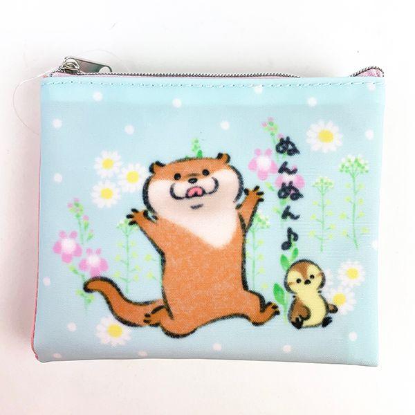 可愛い嘘のカワウソ--マスクポーチ-おはな-マスク入れ-ティッシュケース-ポーチ-BLUE---(MCOR) 商品画像1：キャラグッズPERFECT WORLD TOKYO