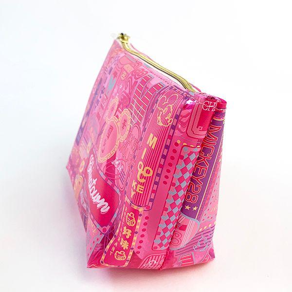 ディズニー-ミッキー-ビニールポーチPK-ネオン-ミッキー-Disney-ネオンシリーズ-ポーチ-グッズ-小物入れ-ピンク--(MCOR) 商品画像2：キャラグッズPERFECT WORLD TOKYO