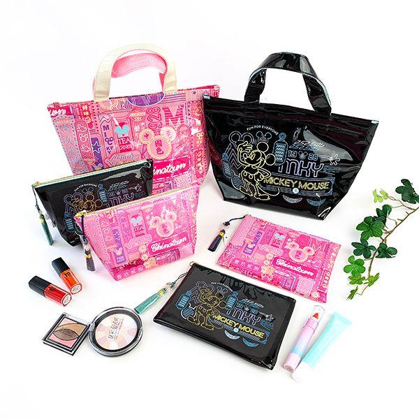 ディズニー-ミッキー-ビニールポーチPK-ネオン-ミッキー-Disney-ネオンシリーズ-ポーチ-グッズ-小物入れ-ピンク--(MCOR) 商品画像7：キャラグッズPERFECT WORLD TOKYO