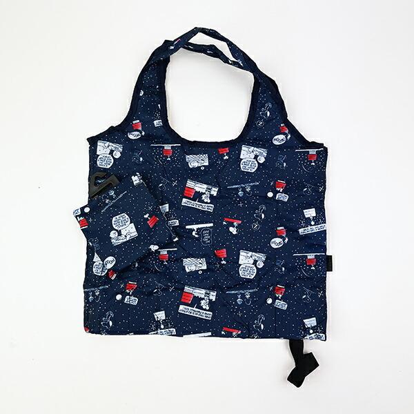 スヌーピー ナイト＆スリーブネイビー 折りたたみコンビニバッグ SNOOPY