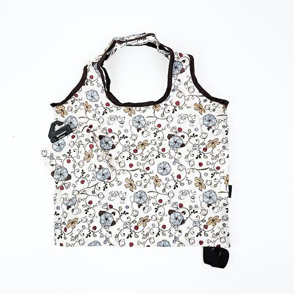 スヌーピー フラワーベージュ 折りたたみコンビニバッグ SNOOPY