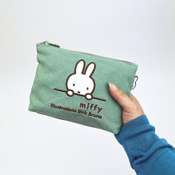 ミッフィー miffy 刺繍帆布ポーチ(M) ミント ミッフィーフェイス 商品画像4：キャラグッズPERFECT WORLD TOKYO