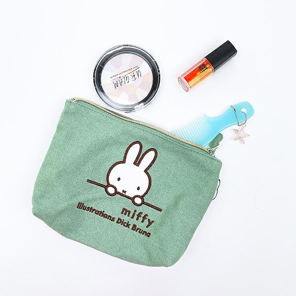 ミッフィー miffy 刺繍帆布ポーチ(M) ミント ミッフィーフェイス 商品画像6：キャラグッズPERFECT WORLD TOKYO