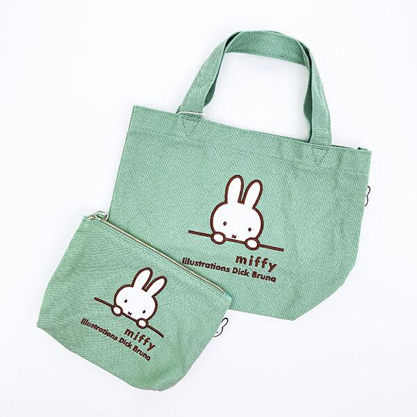 ミッフィー miffy 刺繍帆布ポーチ(M) ミント ミッフィーフェイス 商品画像7：キャラグッズPERFECT WORLD TOKYO