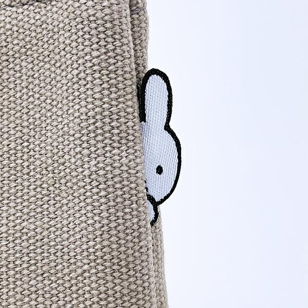 ミッフィー miffy 刺繍帆布ポーチ(M)  グレージュ(ミッフィーフェイス) 商品画像3：キャラグッズPERFECT WORLD TOKYO