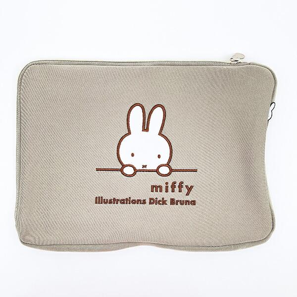 ミッフィー miffy フラットポーチ グレージュ ミッフィーフェイス トラベル