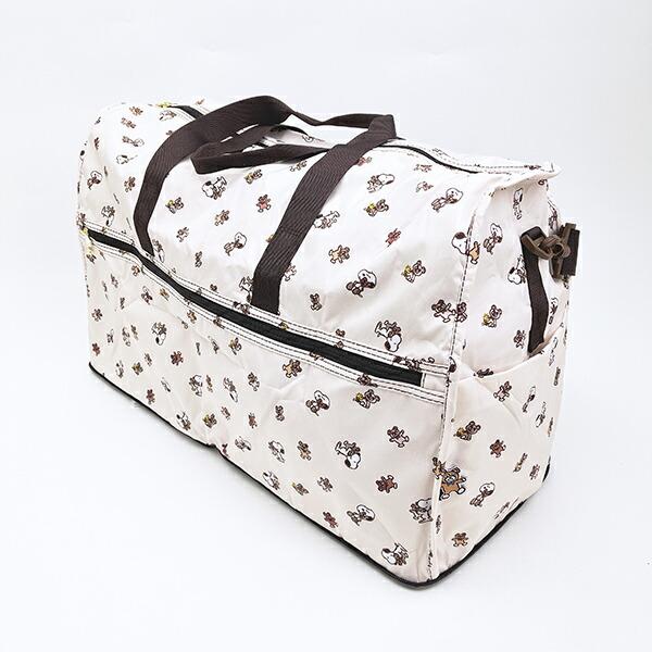 スヌーピー &ベア 折りたたみボストンバッグ(L) ベージュ トラベル SNOOPY 商品画像4：キャラグッズPERFECT WORLD TOKYO