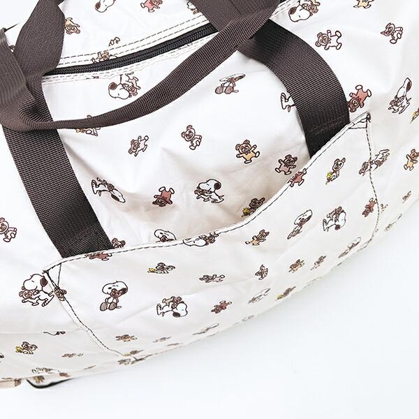 スヌーピー &ベア 折りたたみボストンバッグ(L) ベージュ トラベル SNOOPY 商品画像6：キャラグッズPERFECT WORLD TOKYO