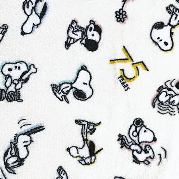 スヌーピー セブンティファイヴ ボア付ウォームクロス アイボリー ひざ掛け ブランケット PEANUTS 75th SNOOPY 商品画像3：キャラグッズPERFECT WORLD TOKYO