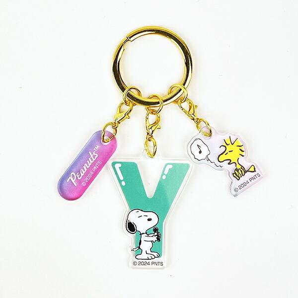スヌーピー 『Y』 イニシャル3連アクリルキーホルダー (グリーン) SNOOPY