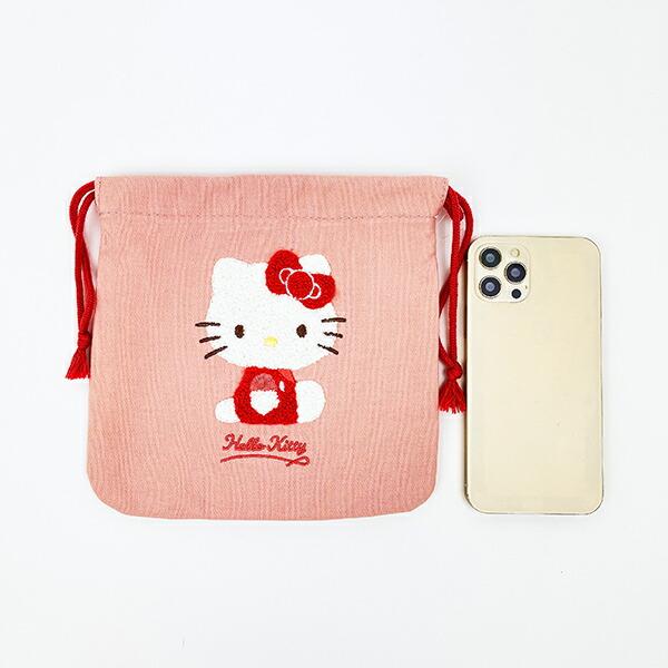 サンリオ ハローキティ サガラ刺繍巾着ポーチ Sanrio 商品画像3：キャラグッズPERFECT WORLD TOKYO