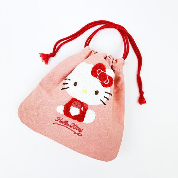 サンリオ ハローキティ サガラ刺繍巾着ポーチ Sanrio 商品画像6：キャラグッズPERFECT WORLD TOKYO