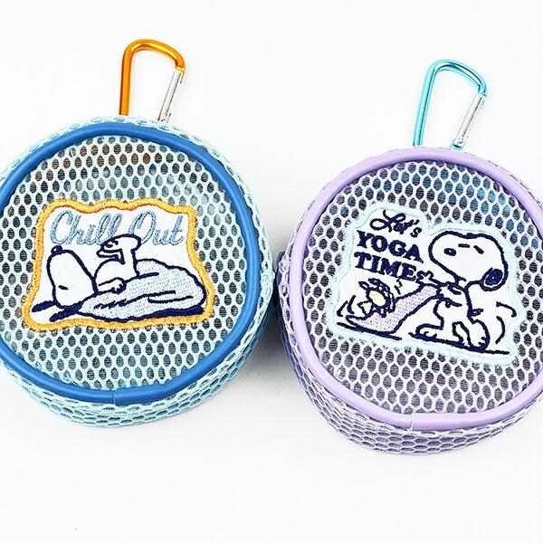 スヌーピー ラウンドメッシュケース YOGA TIME ポーチ 小物入れ パープル SNOOPY 商品画像6：キャラグッズPERFECT WORLD TOKYO