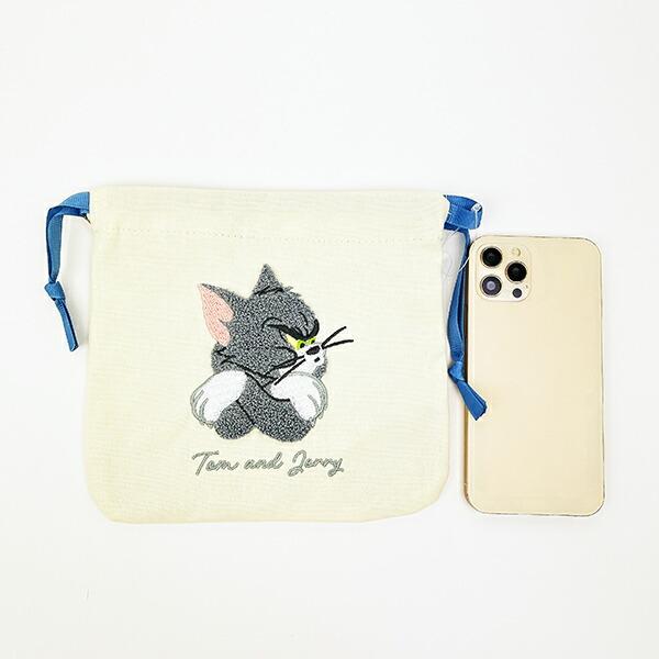 トムとジェリー トム サガラ刺繍巾着ポーチ 商品画像3：キャラグッズPERFECT WORLD TOKYO