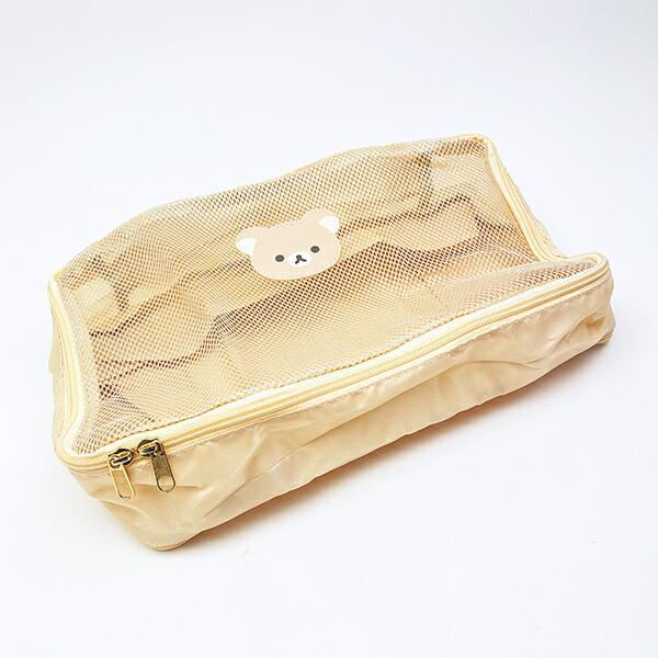 リラックマ フェイス 圧縮ポーチ ベージュ 旅行 トラベル 商品画像3：キャラグッズPERFECT WORLD TOKYO