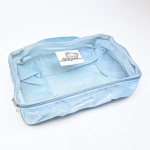 リラックマ リラックマ＆キイロイトリ 圧縮ポーチ ブルー 旅行 トラベル 商品画像3：キャラグッズPERFECT WORLD TOKYO