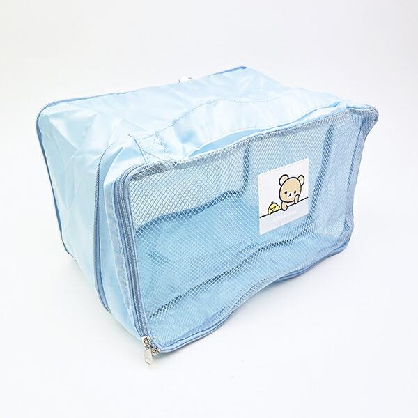 リラックマ リラックマ＆キイロイトリ 圧縮ポーチ ブルー 旅行 トラベル 商品画像5：キャラグッズPERFECT WORLD TOKYO