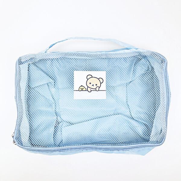 リラックマ リラックマ＆キイロイトリ 圧縮ポーチ ブルー 旅行 トラベル
