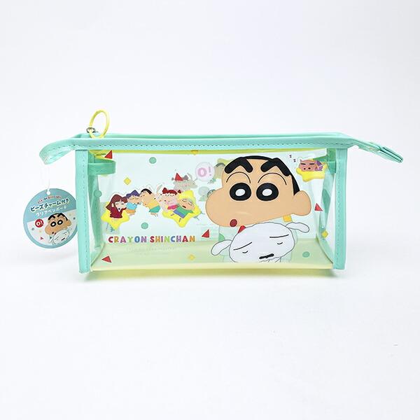 クレヨンしんちゃん パジャマ ビーズチャーム付きクリアペンポーチ 文具