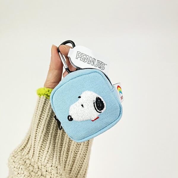 スヌーピー カラフル カラビナミニポーチ ライトブルー 小物入れ SNOOPY 商品画像5：キャラグッズPERFECT WORLD TOKYO