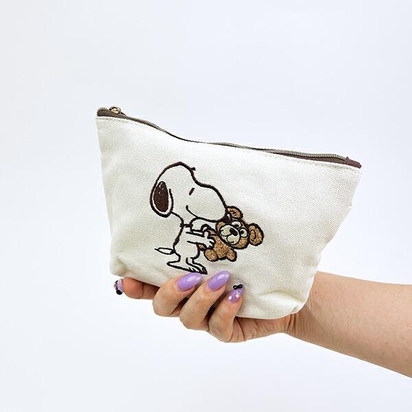 スヌーピー＆ベア 化粧ポーチ (モカ) SNOOPY 商品画像5：キャラグッズPERFECT WORLD TOKYO