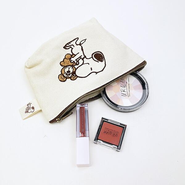 スヌーピー＆ベア 化粧ポーチ (モカ) SNOOPY 商品画像6：キャラグッズPERFECT WORLD TOKYO
