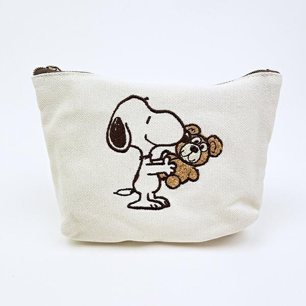 スヌーピー＆ベア 化粧ポーチ (モカ) SNOOPY