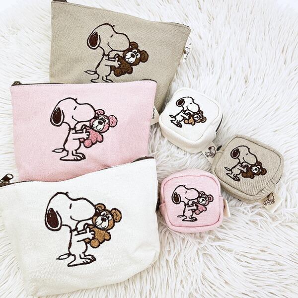 スヌーピー＆ベア 化粧ポーチ (ブラウン) SNOOPY 商品画像7：キャラグッズPERFECT WORLD TOKYO