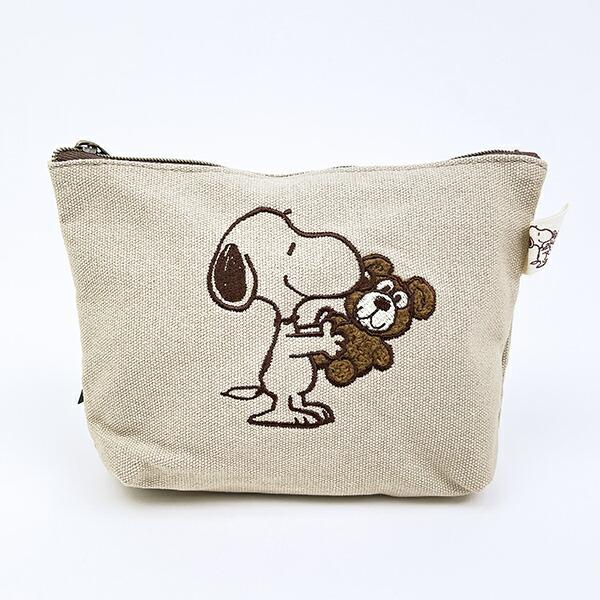 スヌーピー＆ベア 化粧ポーチ (ブラウン) SNOOPY