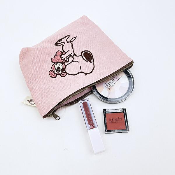 スヌーピー＆ベア 化粧ポーチ (ピンク) SNOOPY 商品画像5：キャラグッズPERFECT WORLD TOKYO