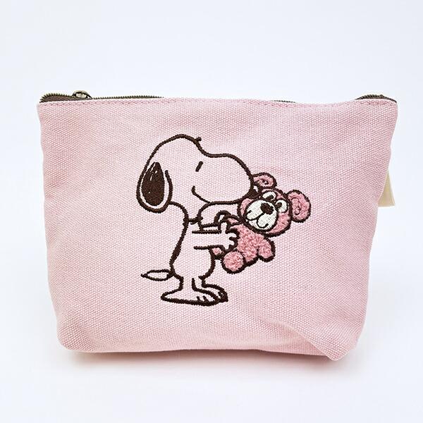 スヌーピー＆ベア 化粧ポーチ (ピンク) SNOOPY