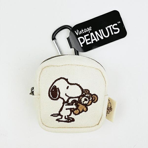 スヌーピー＆ベア カラビナミニポーチ (モカ) SNOOPY
