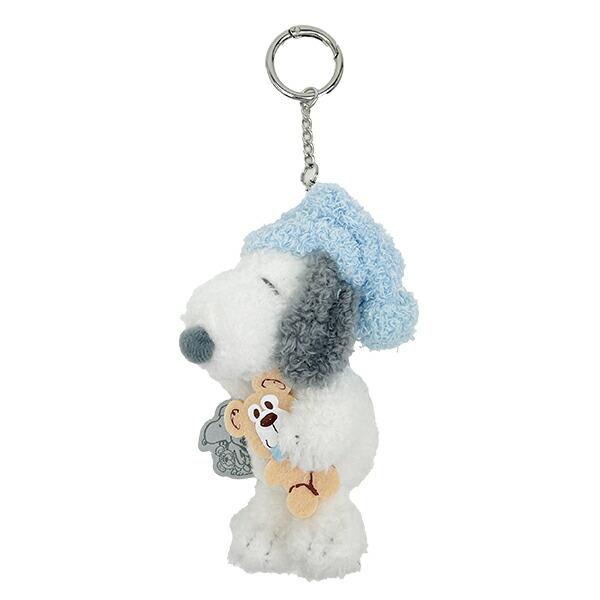 スヌーピー リラックスナイト＆ベア マスコットキーホルダー (ブルー) SNOOPY