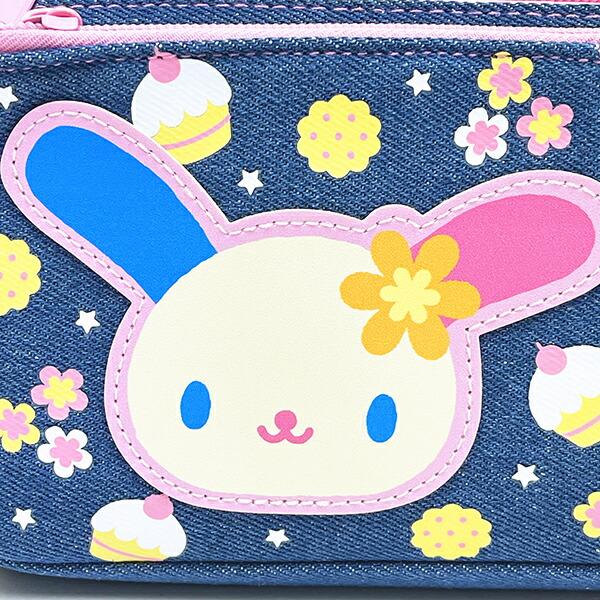 サンリオ ウサハナ デニムWファスナーペンポーチ ペンケース 筆箱 スクール 平成レトロ Sanrio 商品画像2：キャラグッズPERFECT WORLD TOKYO
