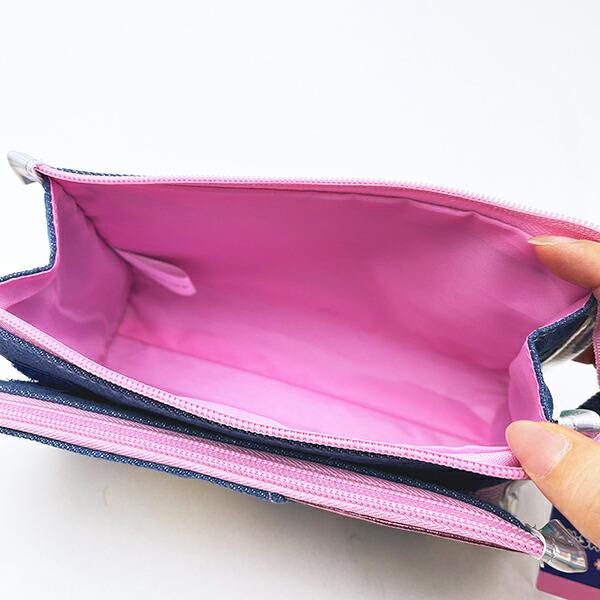 サンリオ ウサハナ デニムWファスナーペンポーチ ペンケース 筆箱 スクール 平成レトロ Sanrio 商品画像5：キャラグッズPERFECT WORLD TOKYO