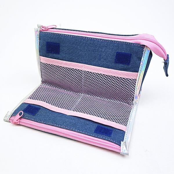 サンリオ ウサハナ デニムWファスナーペンポーチ ペンケース 筆箱 スクール 平成レトロ Sanrio 商品画像6：キャラグッズPERFECT WORLD TOKYO