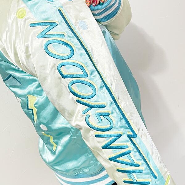 サンリオ ハンギョドン レトロポップ ミックス スカジャン グリーン sanrio 商品画像4：キャラグッズPERFECT WORLD TOKYO