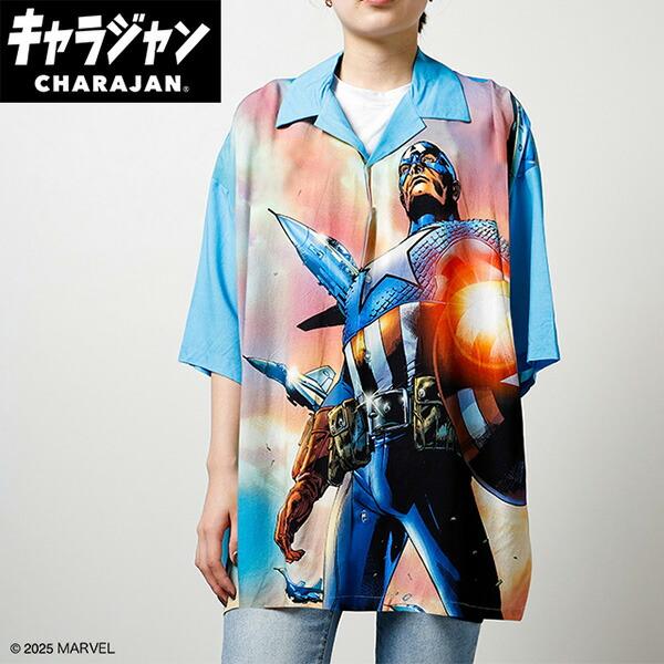 マーベル キャプテンアメリカ レジェンドヒーロー アロハシャツ (LL) キャラ･･･